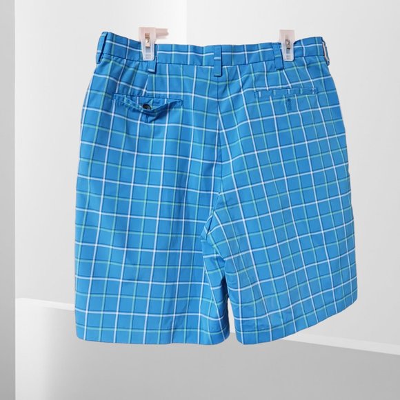 Mens  Izod Xtreme Function Blue  Plaid Golf Shorts  Size 36 - Picture 3 of 11